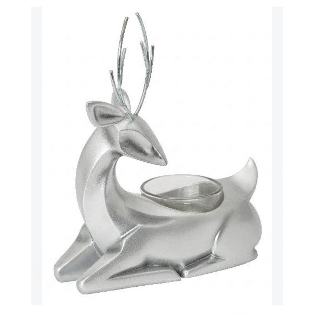 Yankee Candle Silver Reindeer Tealight Candle Holder Metallic Holiday Decor